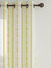 Set of 3 Door Curtains | 2 Geometric Printed + 1 Solid Sheer for Bedroom Living room | Yellow